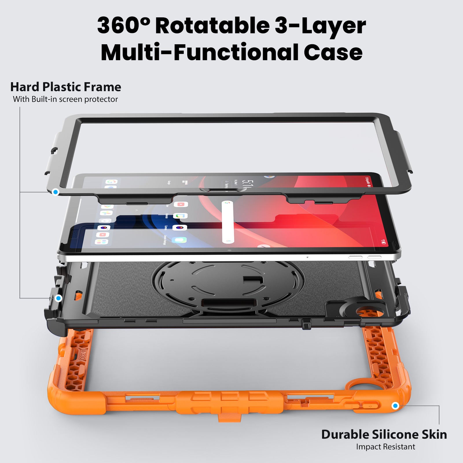 For Lenovo Tab M11 / Xiaoxin Pad 11 2024 TB330FU TB331FC Kickstand Case PC+Silicone Tablet Cover For Lenovo Tab M11 / Xiaoxin Pad 11 2024 TB330FU TB331FC Kickstand Case PC+Silicone Tablet Cover